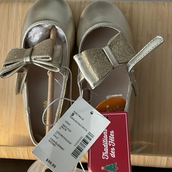 COPY - Gymboree Gold Sparkle Bow Flats Size 9 toddler - Perfect for Christmas! - Picture 4 of 4